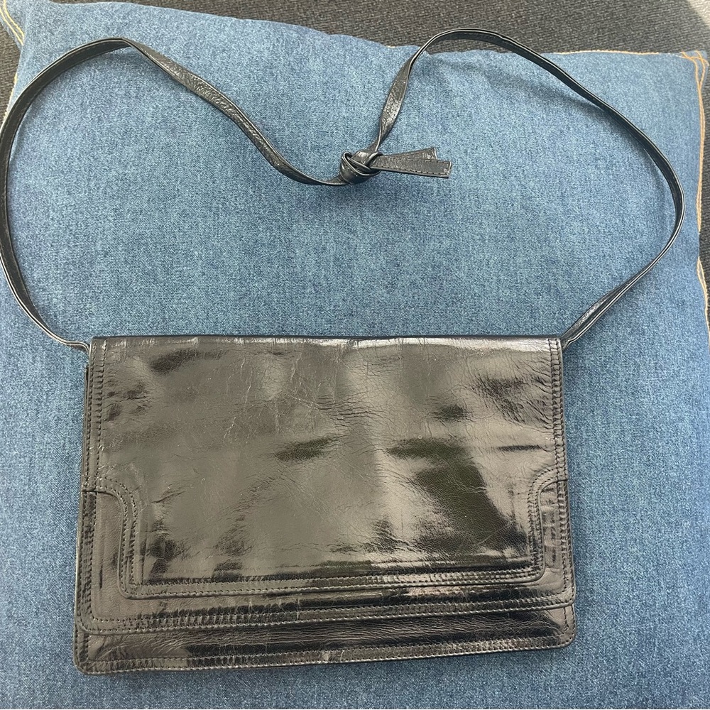 Bottega Veneta Shiny Black Leather Shoulder Bag/Clutch